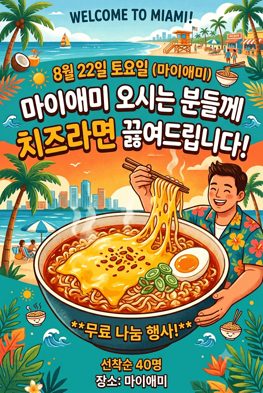  - WELCOME TO MIAMI! 무료 나눔 행사!